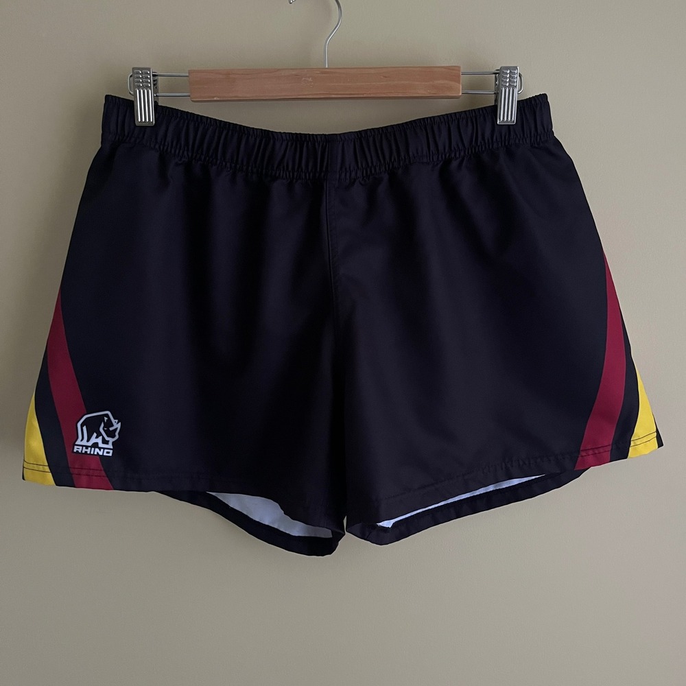 Rhino Rugby Shorts Men's 3XL Black Maroon Yellow Game Athletic Training Practice